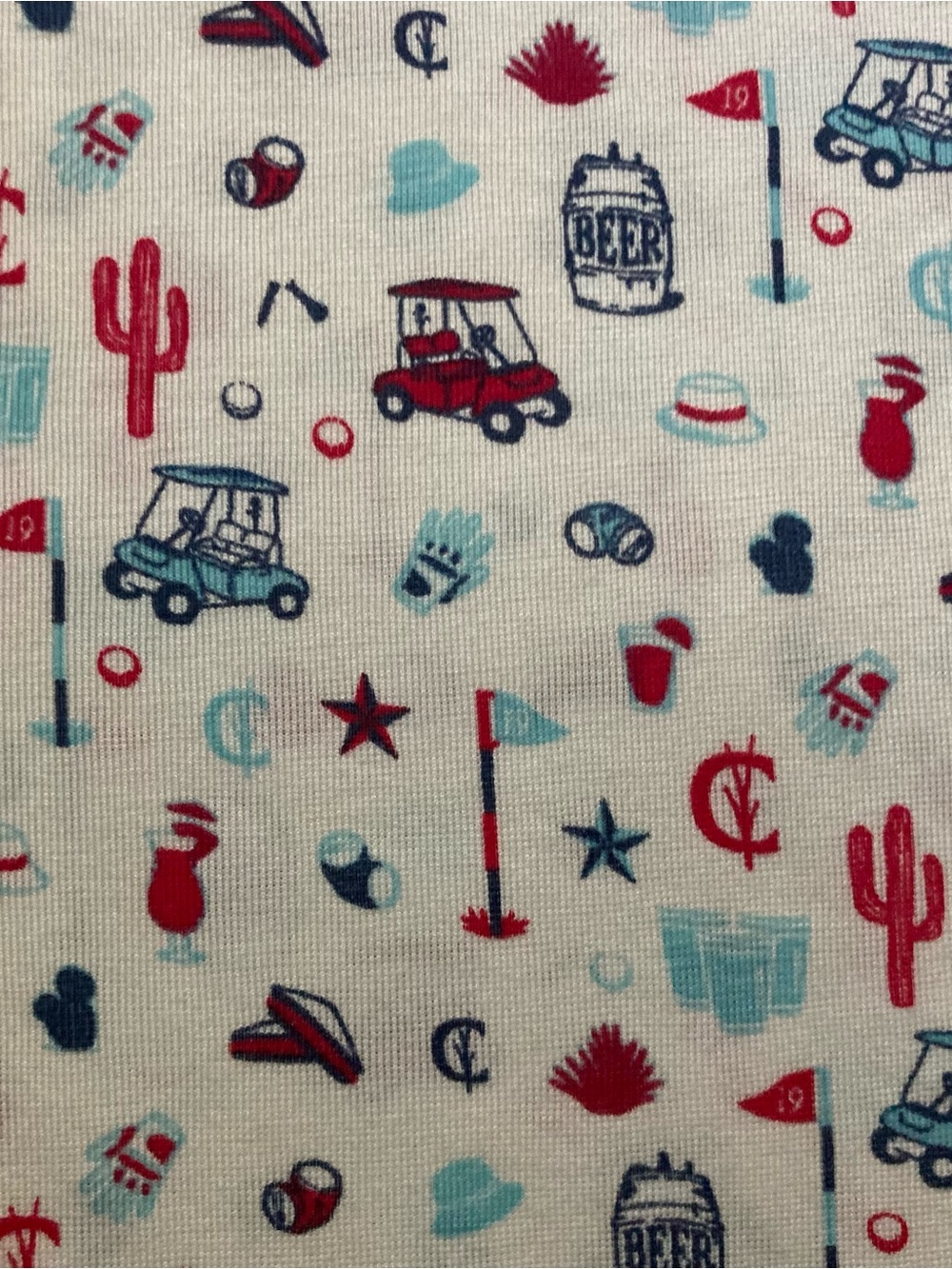 Criquet Golf Beer Themed AOP Polo Shirt Men’s XL White Red Blue Poly Pima Cotton - Picture 3 of 10